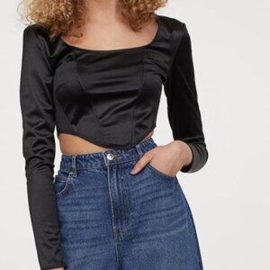 long sleeve corset style cropped top from h&m